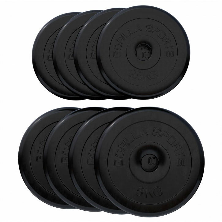 Viktskivor GUMMI Gjutjärn 4x5kg 4x2,5kg