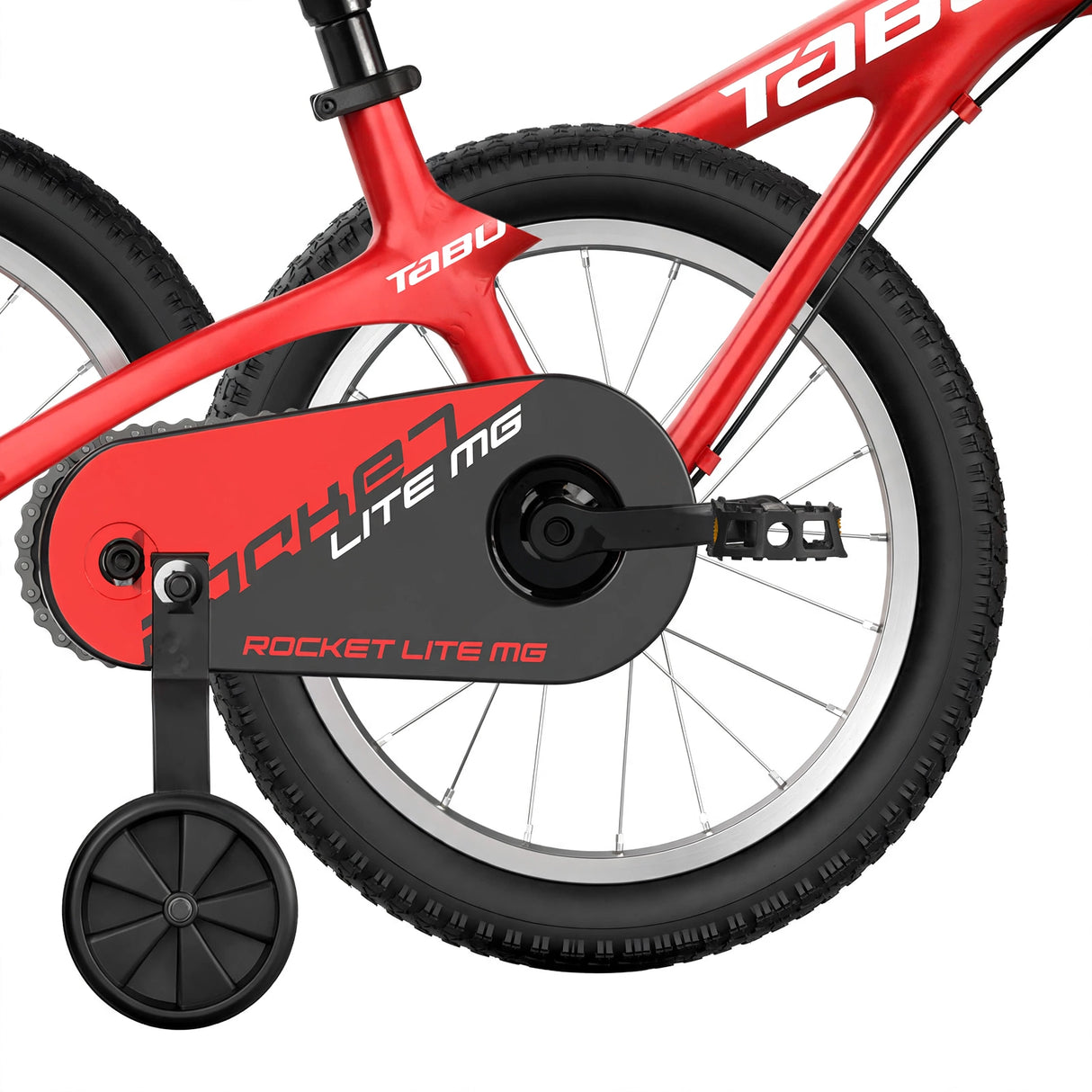 Ultralätt barncykel TABOU Rocket Lite MG, 16" röd-vit