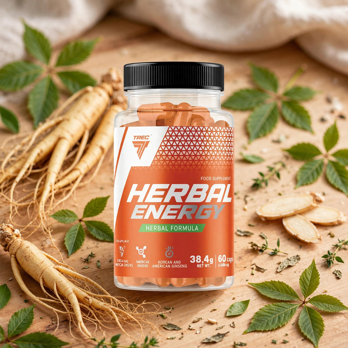 Luonnolliset energiakapselit TREC Herbal Energy, 60 kapselia