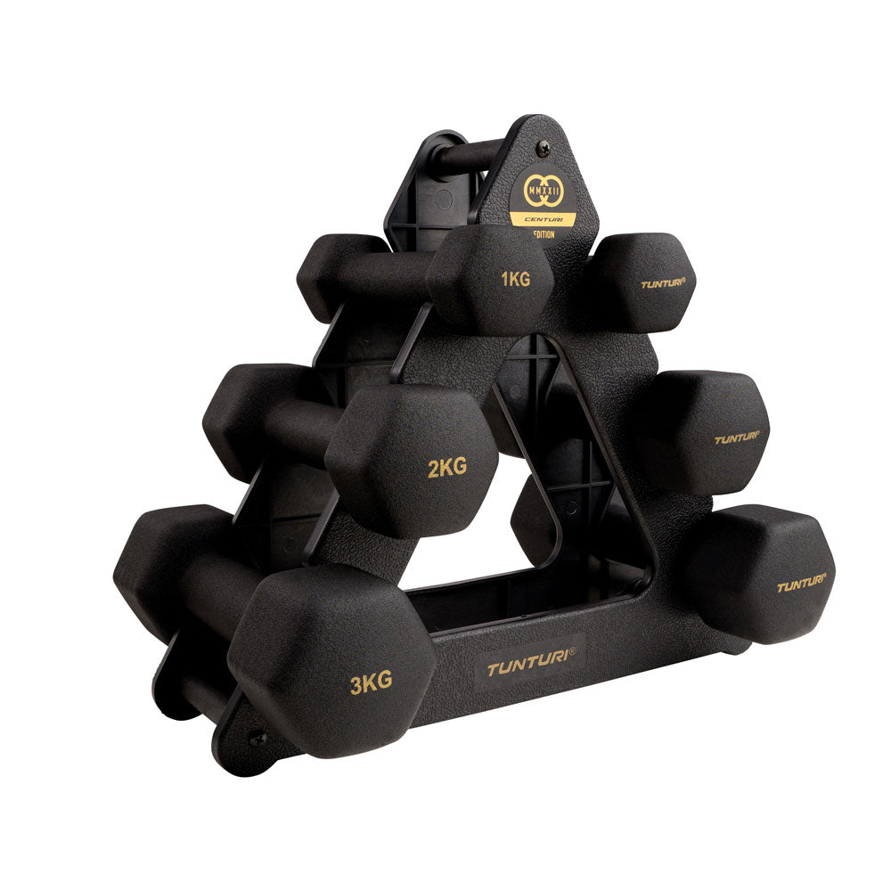 Hantelset med ställ Tunturi Centuri Neoprene Dumbellset 3Prs+Stand