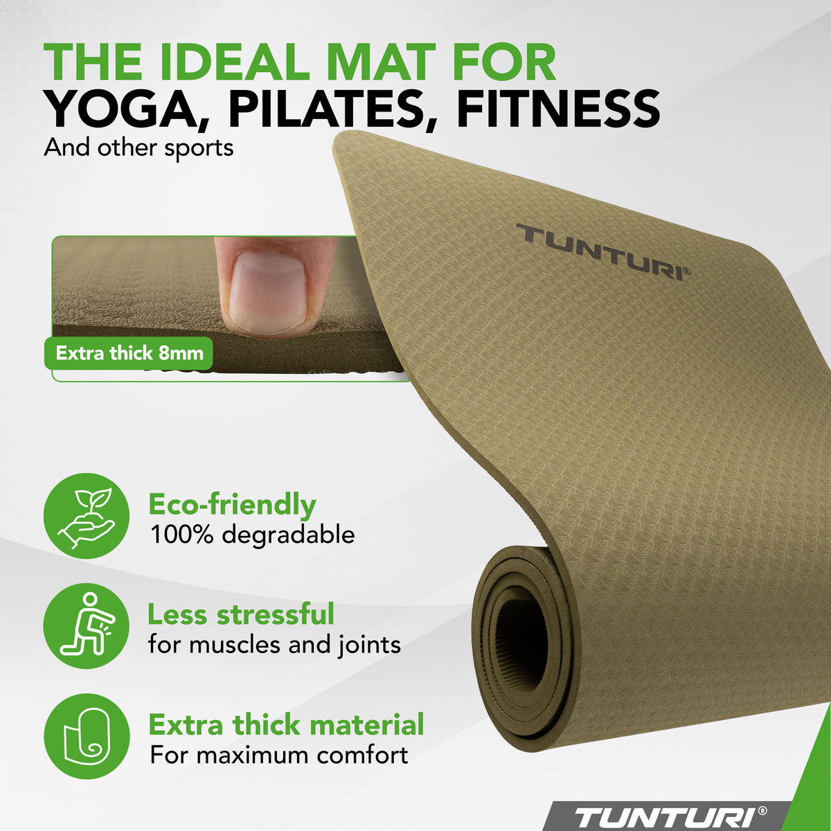 Joogamatto Tunturi Yogamat 8mm, Army Green