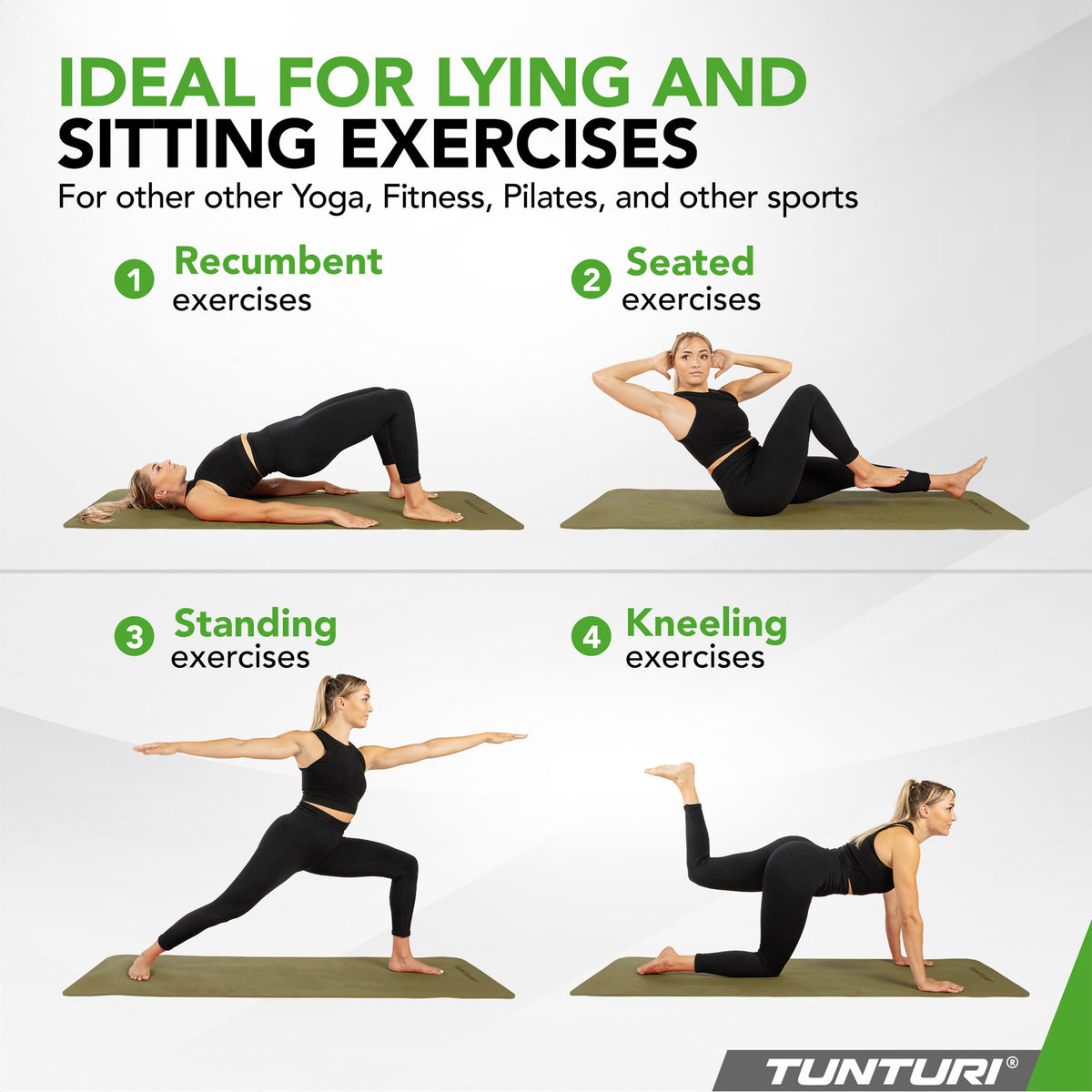 Joogamatto Tunturi Yogamat 8mm, Army Green