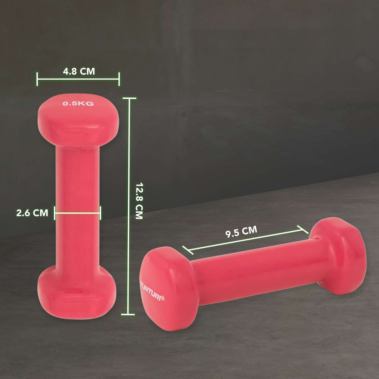 Hantlar TUNTURI Vinylhantlar 2 x 0,5 kg, rosa
