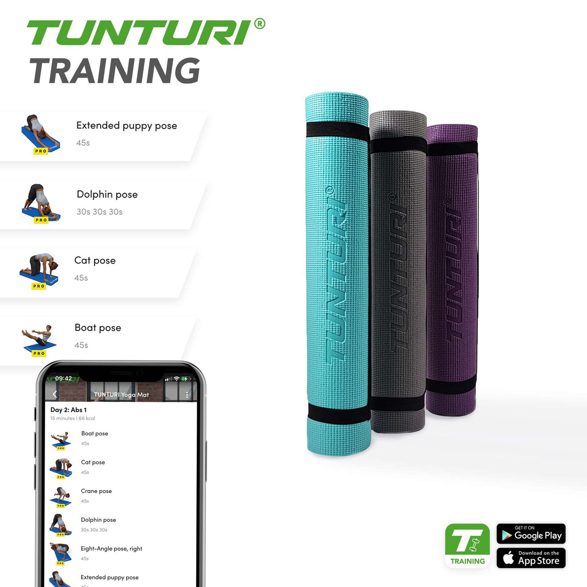 Yogamatta TUNTURI TPE Yogamat 4mm, lila
