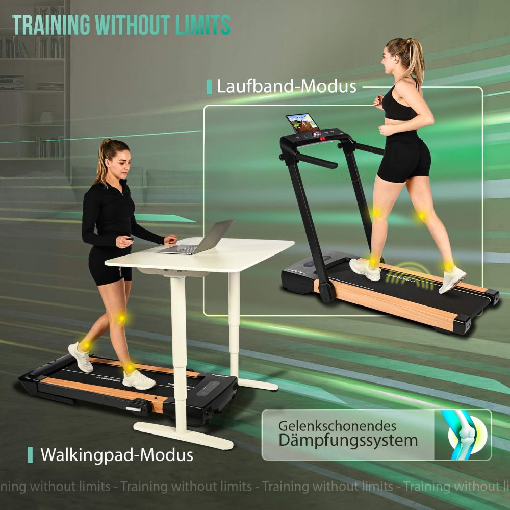 Treadmill CHRISTOPEIT 2in1, black-wood