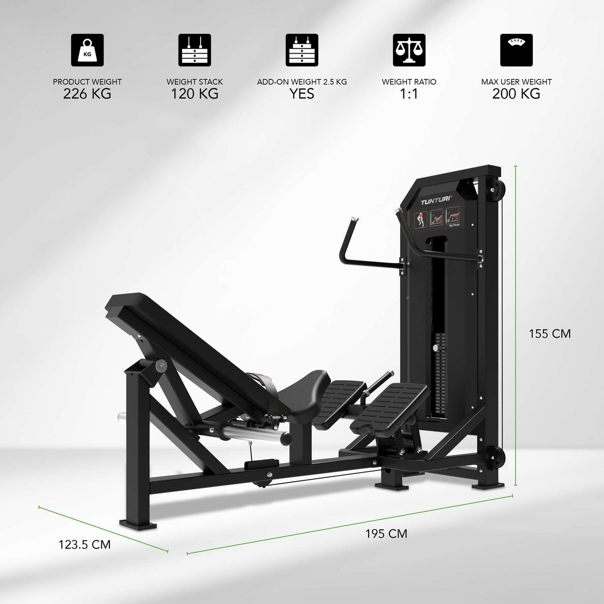 TUNTURI Platinum - Lonkan työntölaite - Selectorized V-Series