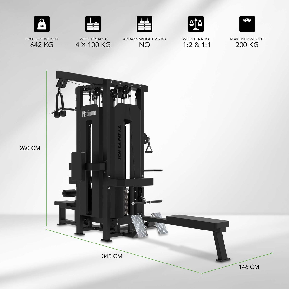 TUNTURI Platinum - Multistation/4 stationer - Viktmagasin - V-Series