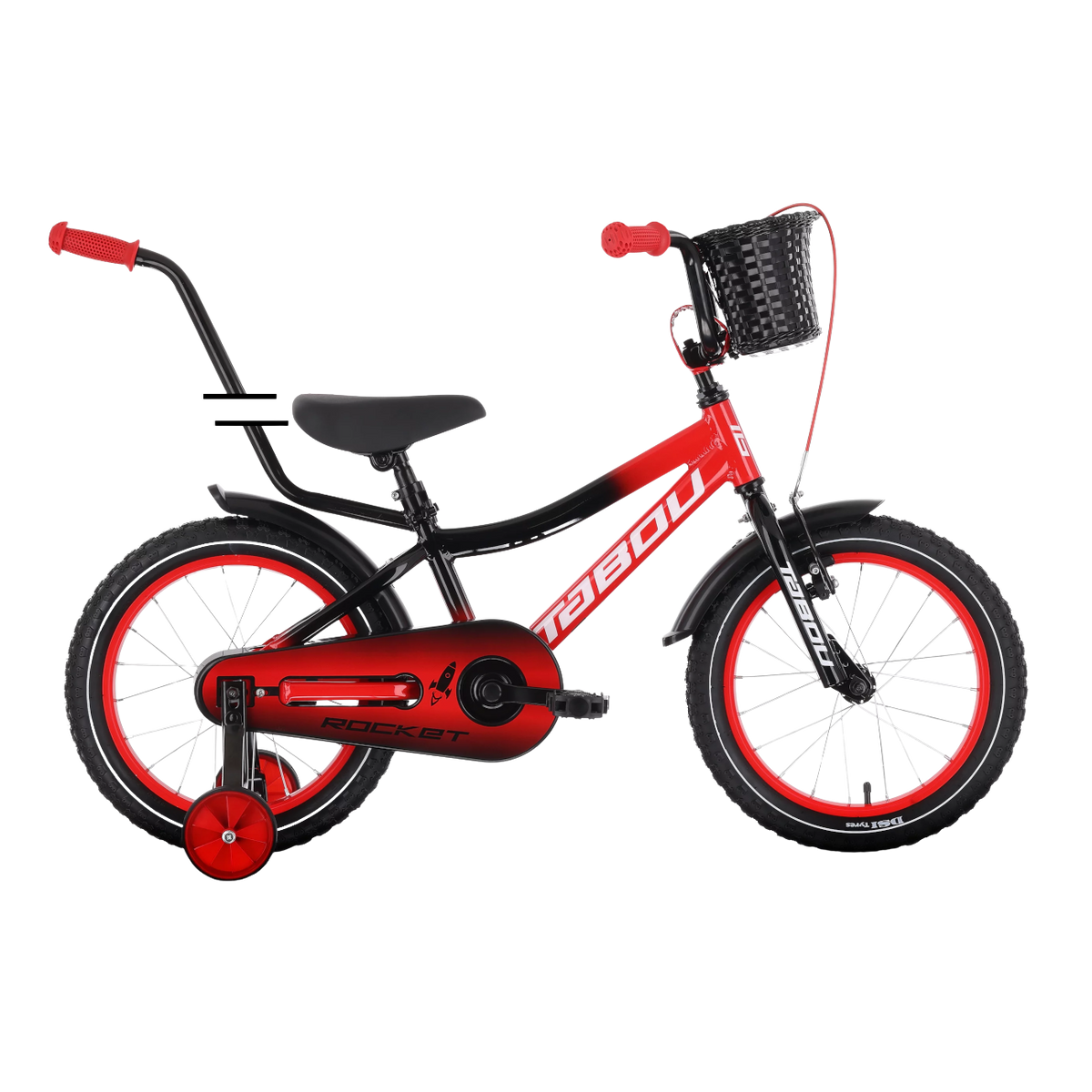 Lastenpyörä TABOU Rocket Alu, 16" musta-punainen