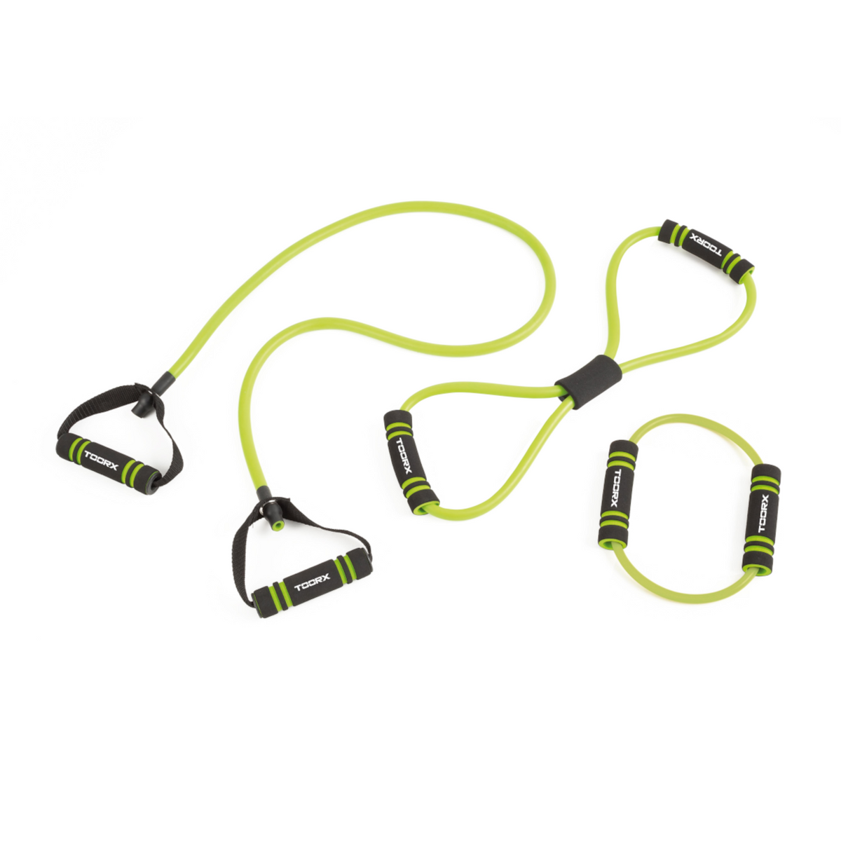 TOORX Set med elastiska band med Soft Touch-handtag, grön