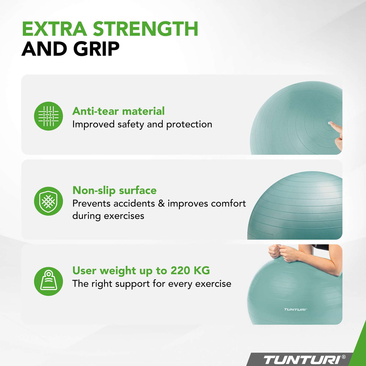 Treenipallo TUNTURI Gymball 55cm, Anti-Burst, Petrol