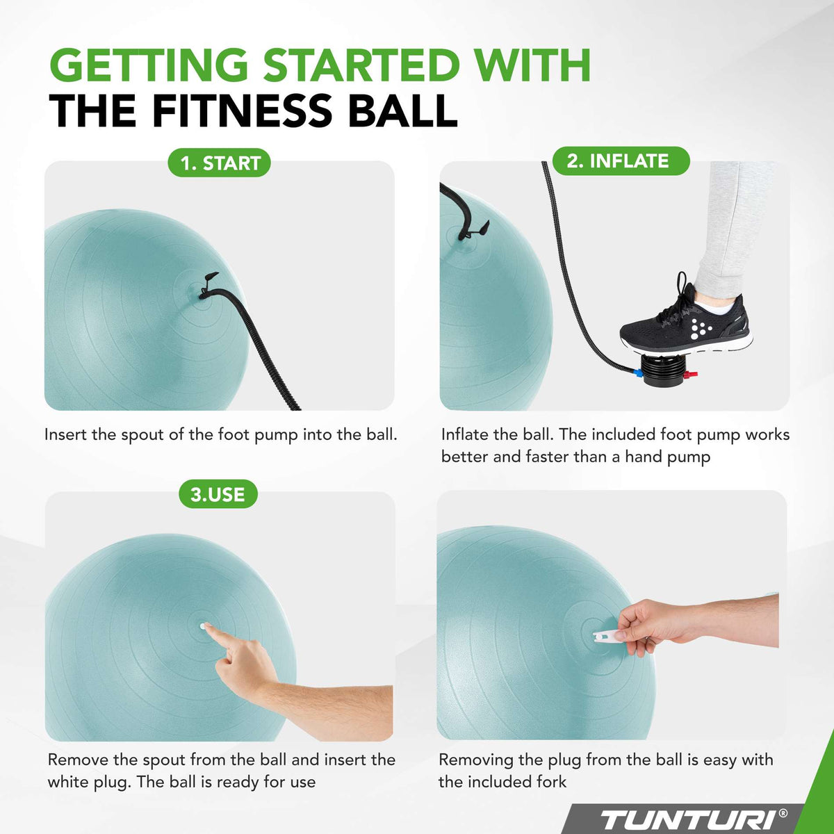Treenipallo TUNTURI Gymball 55cm, Anti-Burst, Petrol