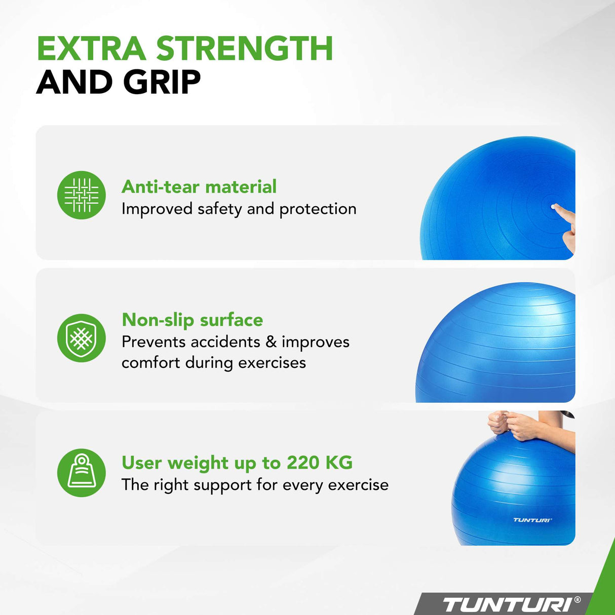 Gymnastikboll TUNTURI Gymball 65cm, Anti-Burst, Blå
