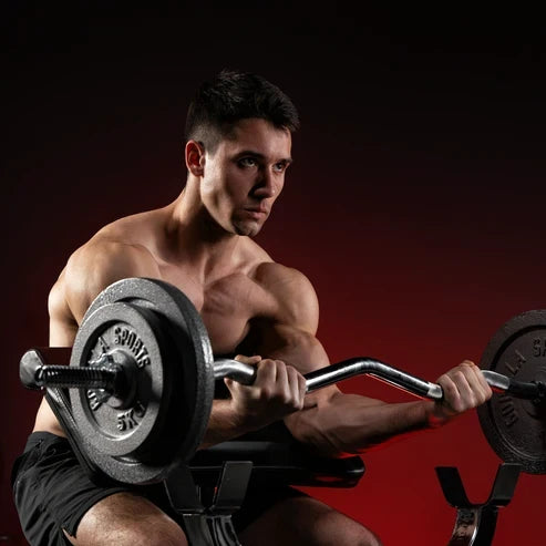 Bicepscurlbänk Z Stång Viktskivor Totalt 40kg