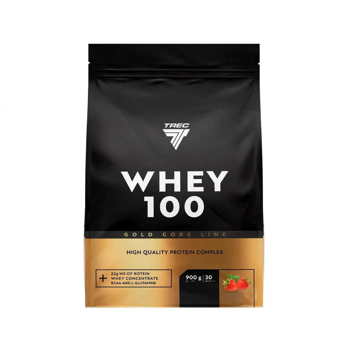 Proteiinijauhe TREC GOLD CORE WHEY 100 MANSIKKA 900g