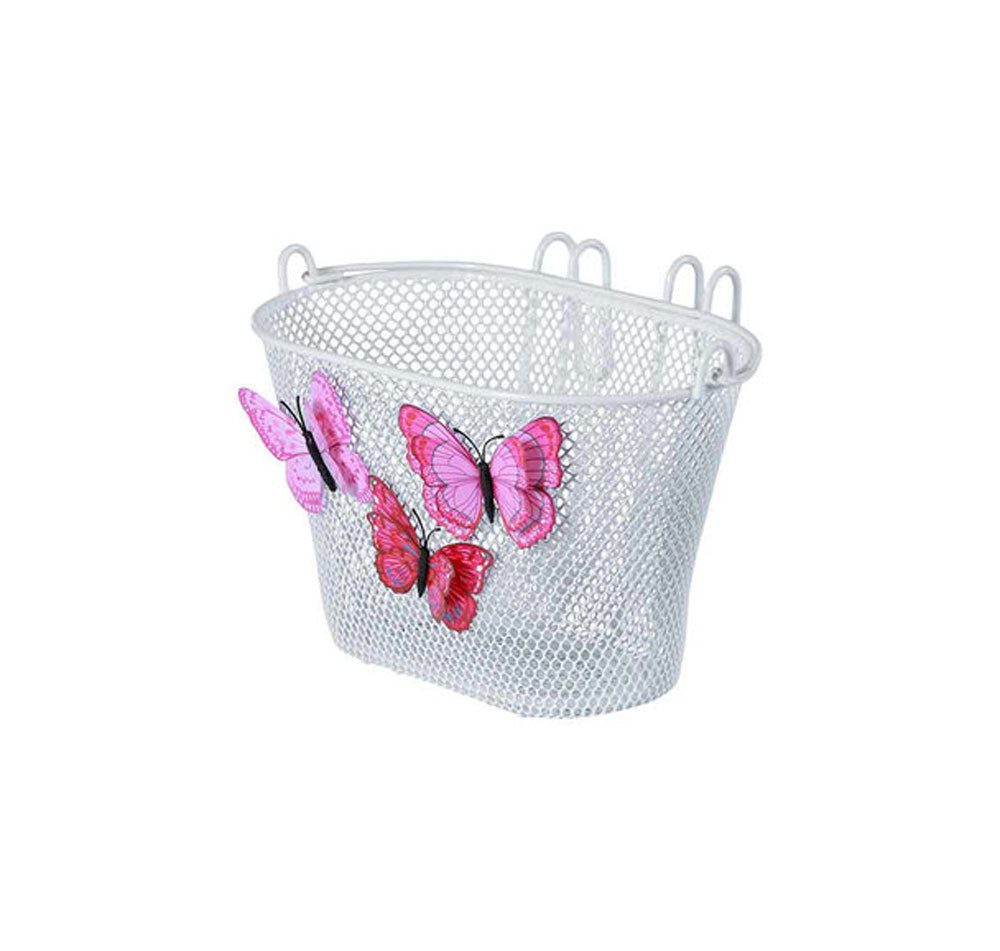 Lasten polkupyörän kori BASIL JASMIN BUTTERFLY, valkoinen