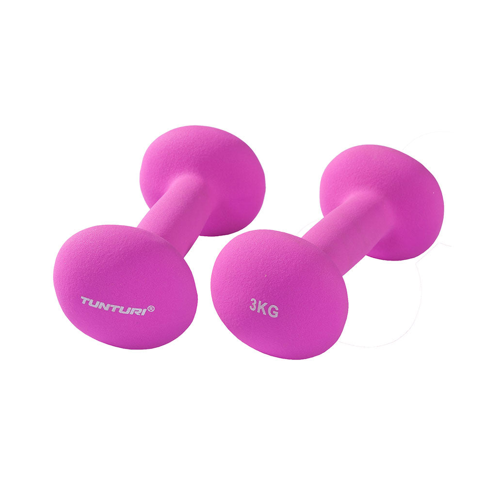 Hantlar TUNTURI Neoprene Dumbbells 3kg, lila