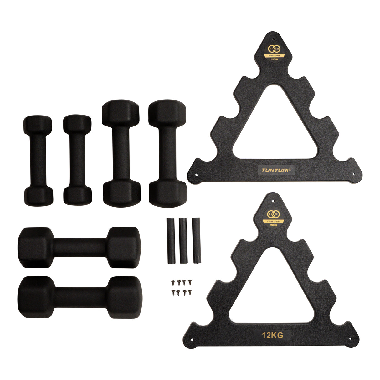 Hantelset med ställ Tunturi Centuri Neoprene Dumbellset 3Prs+Stand