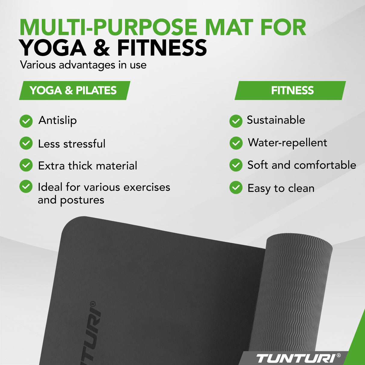Yogamatta Tunturi Yogamat 8mm, Svart