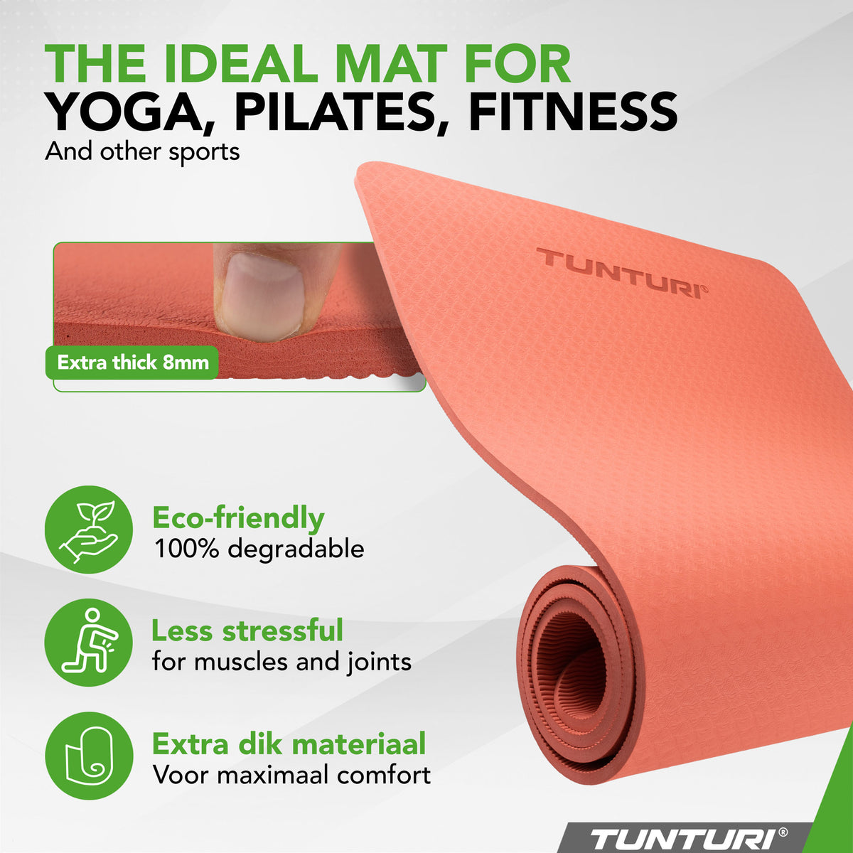 Joogamatto Tunturi Yogamat 8mm, Rose Gold