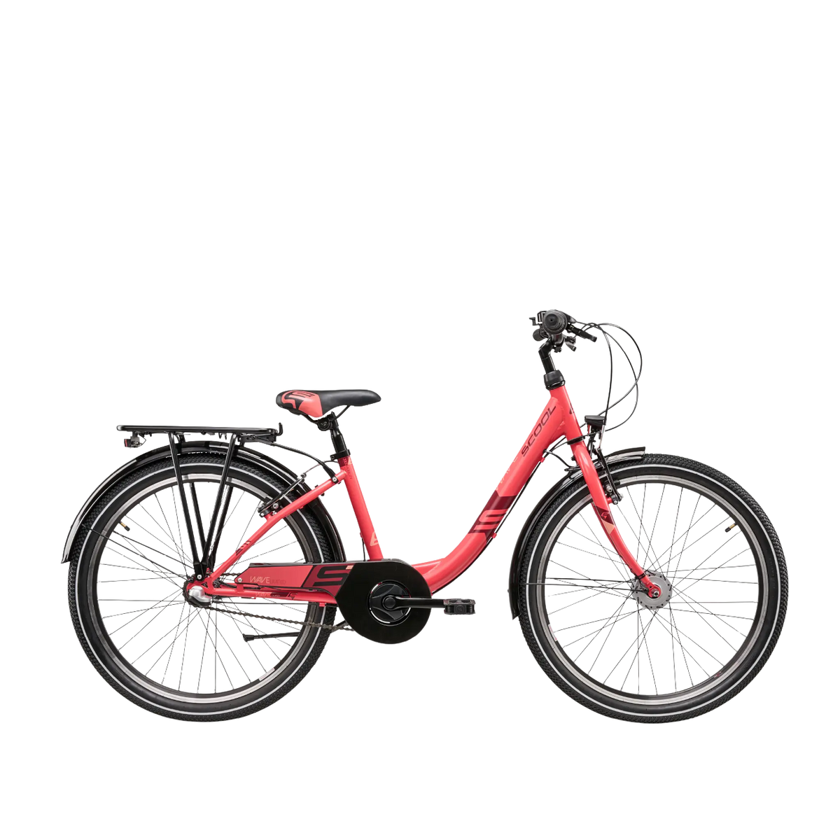 Barncykel S´COOL Wave Steel LTD, 24" korall/röd