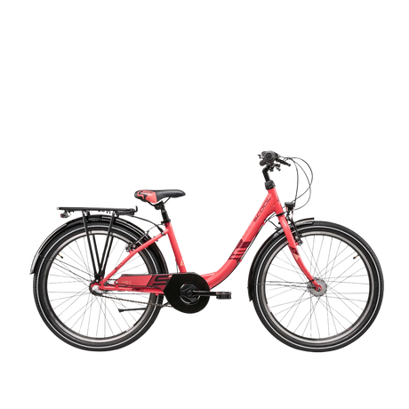 Barncykel S´COOL Wave Steel LTD, 24" korall/röd