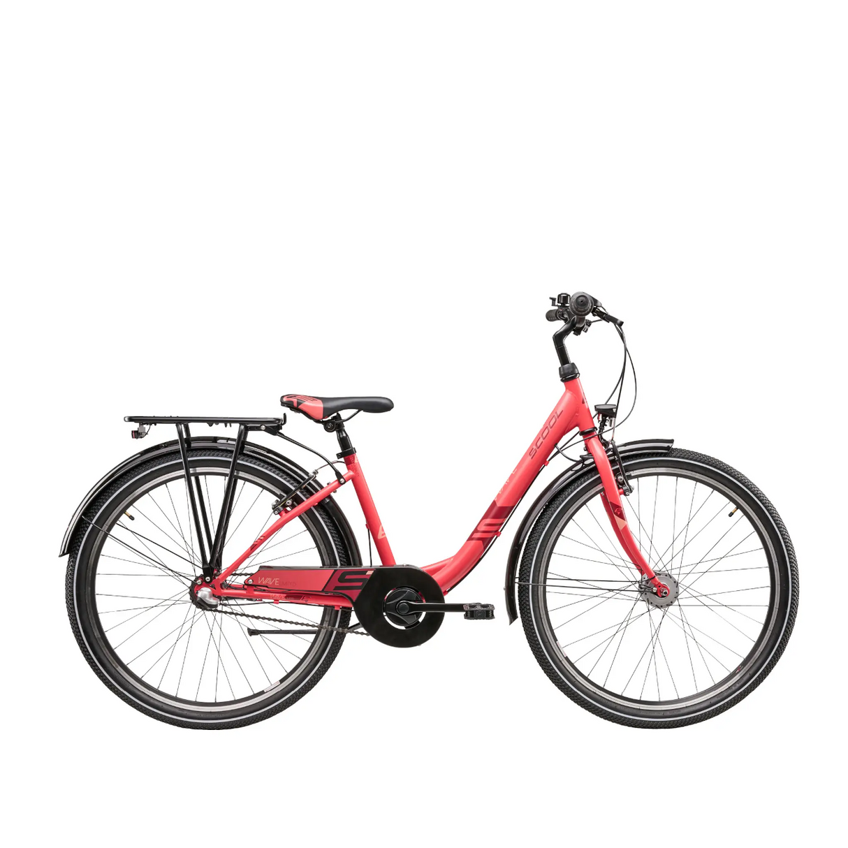 S´COOL Wave Steel LTD ungdomscykel, 26" korall/röd