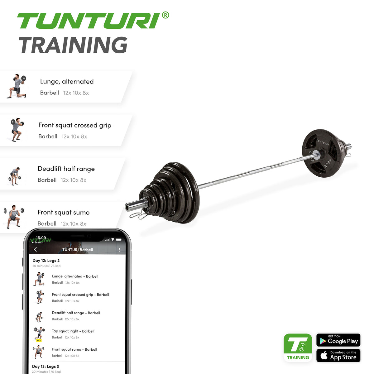 Hantelset TUNTURI 140kg Tri-Grip Hantelset