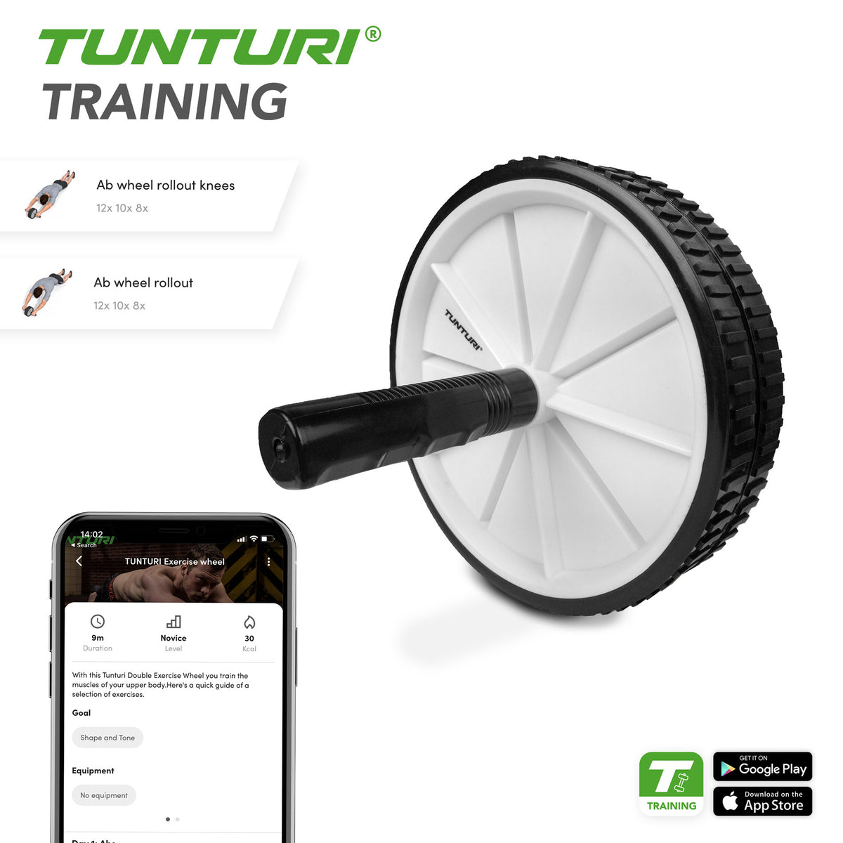 Magträningshjul TUNTURI Double Exercise Wheel