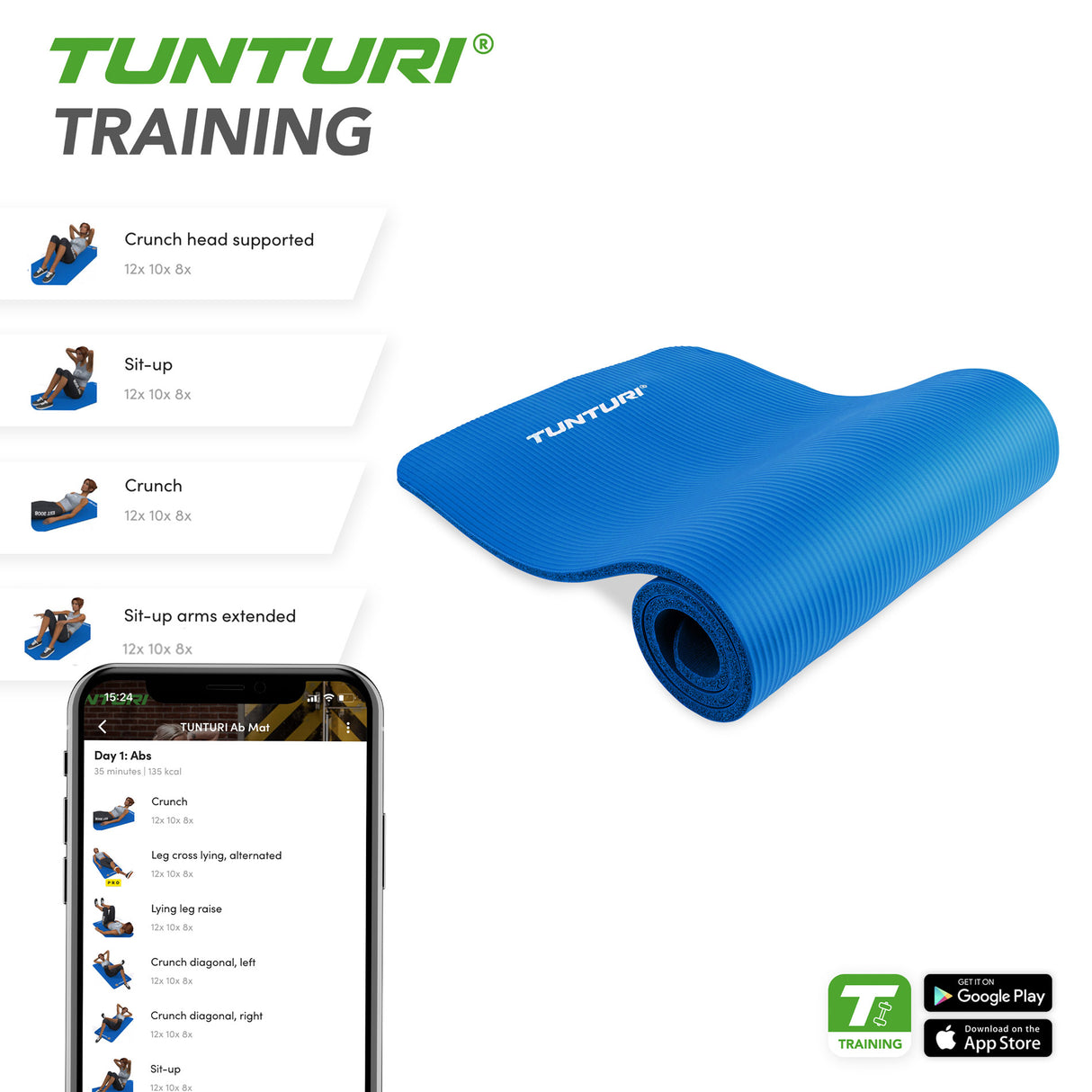 Gymnastikmatta TUNTURI Fitnessmat NBR, blå