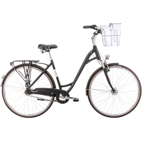 Cykel ROMET Art Deco Lux, med främre korg, svart