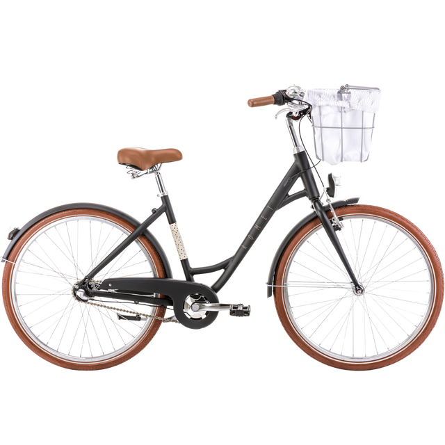 Cykel ROMET Pop Art Eco, med främre korg, svart