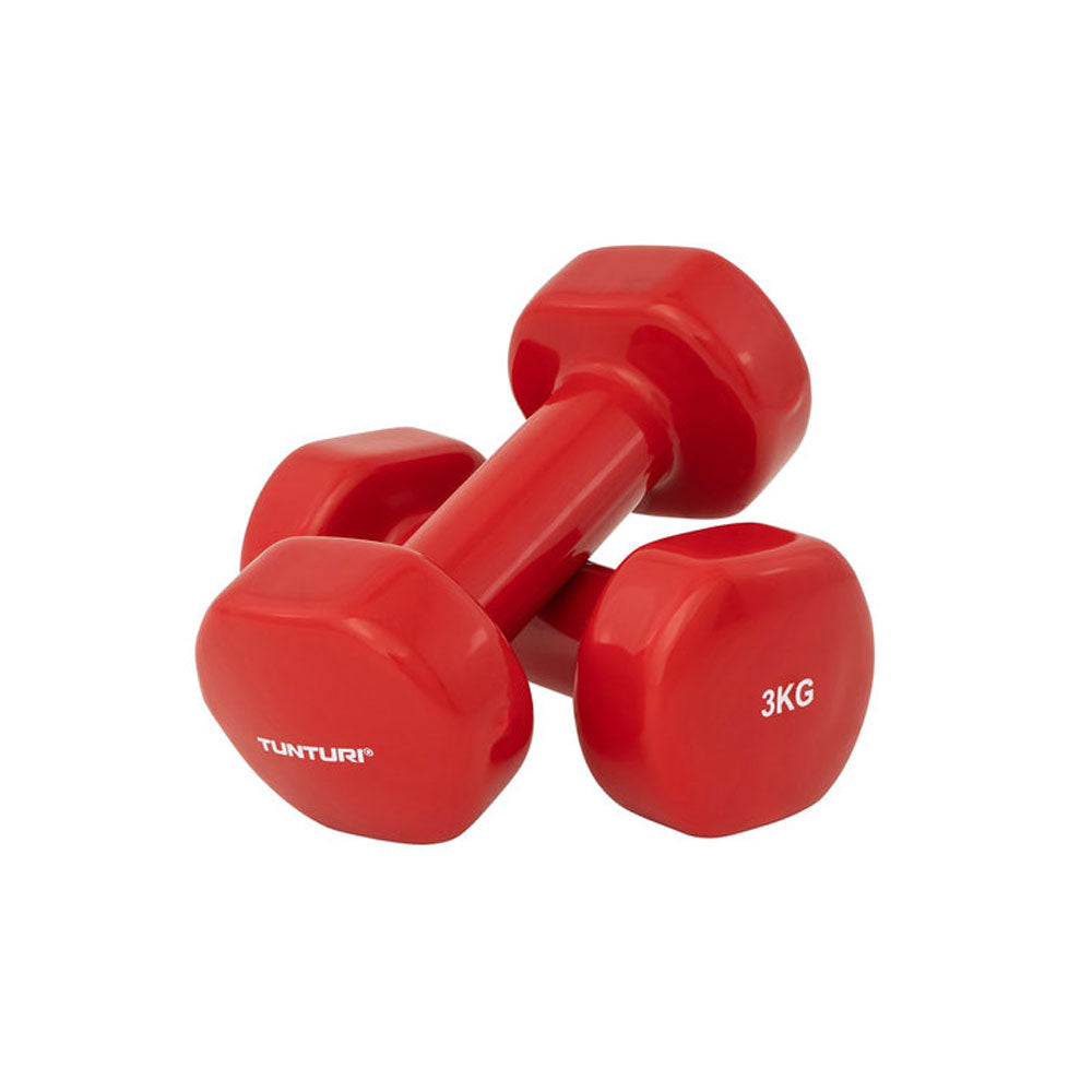 Käsipainot TUNTURI Vinyl Dumbbells 3.0kg, punainen