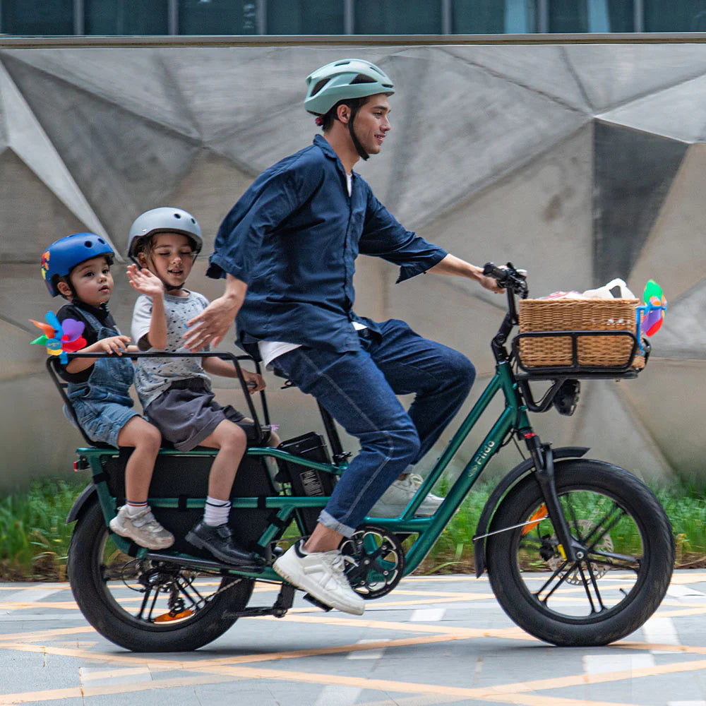 El-lastcykel FIIDO T2 Longtail Cargo, Skogsgrön