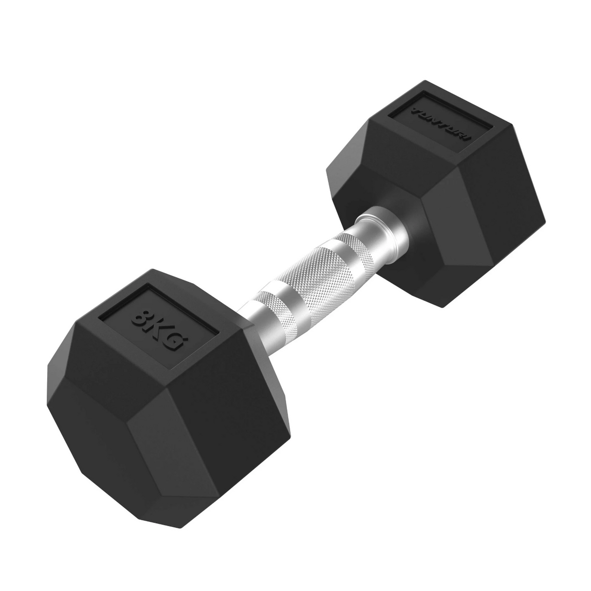Käsipainot TUNTURI Platinum Hex Rubber Dumbbell, 8 kg