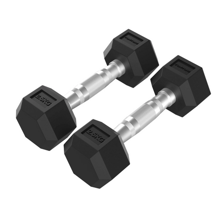 Käsipainot TUNTURI Platinum Hex Rubber Dumbbell, 2x 2.5kg
