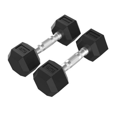 Käsipainot TUNTURI Platinum Hex Rubber Dumbbell, 2x 2kg