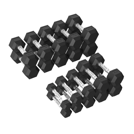 Käsipainosetti TUNTURI Platinum Hex Rubber Dumbbells, 1-10 kg