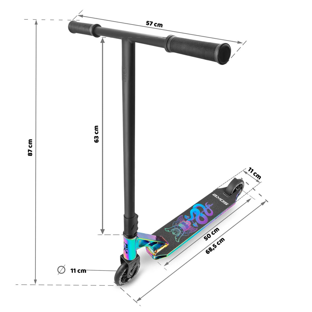 Tricksparkcykel SOKE XTR, rainbow