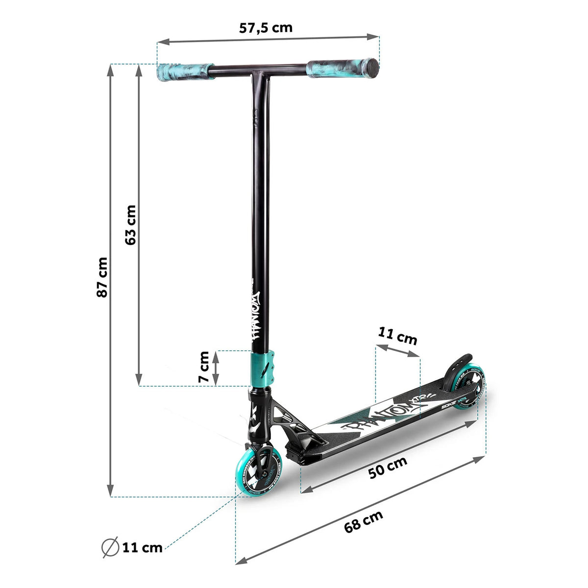 Stuntsparkcykel SOKE XTR, svart-turkos
