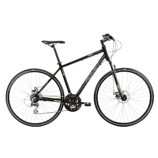 Svart och grön ROMET Orkan 1 M cykel i sidovy