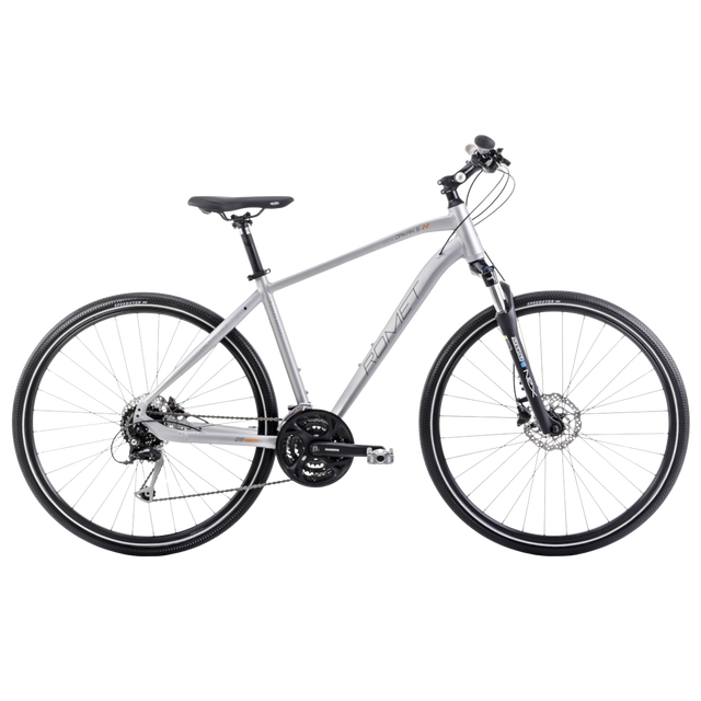 Silverfärgad ROMET Orkan 5 M cykel i sidovy