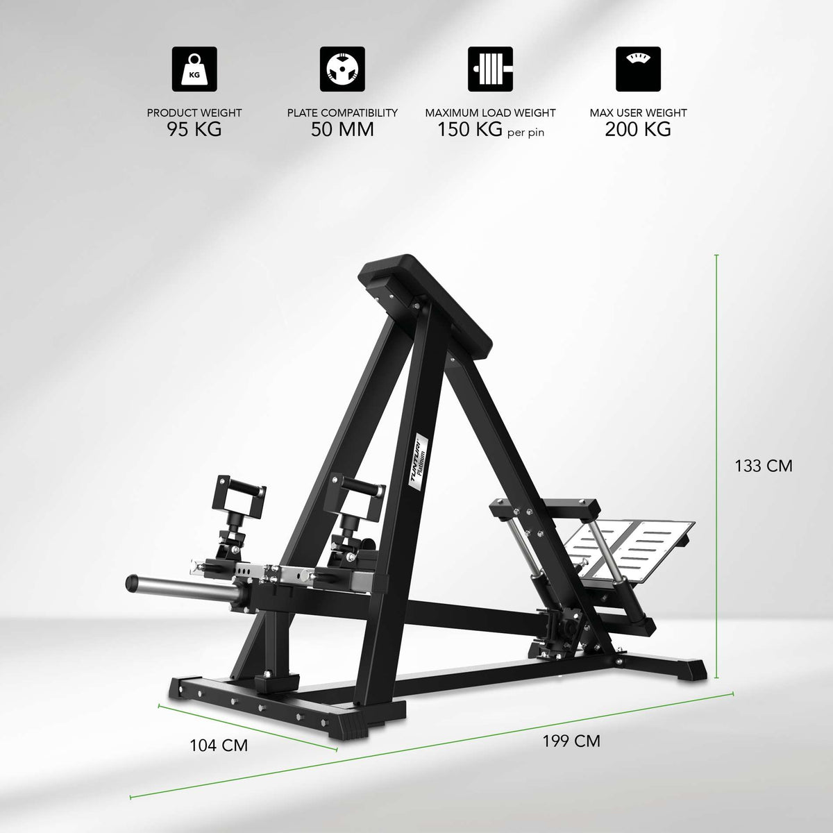 Power station TUNTURI Platinum - Justerbar T-bar Row - Plaatbelastad V-Series