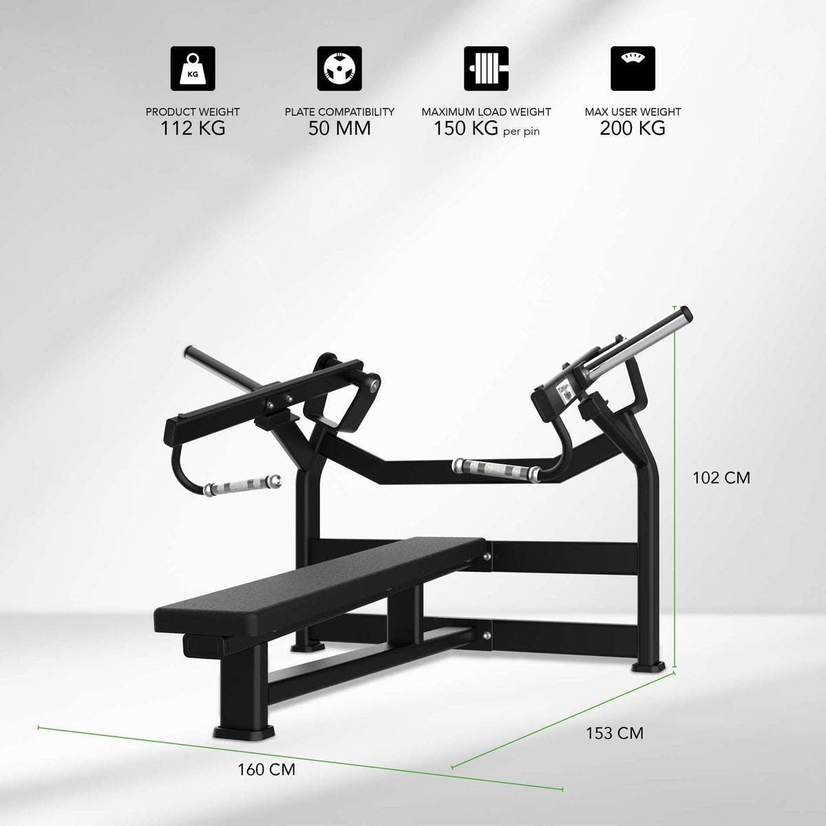 Power Station TUNTURI Platinum - Horisontell Bänkpress - Plaatbelastad V-Series