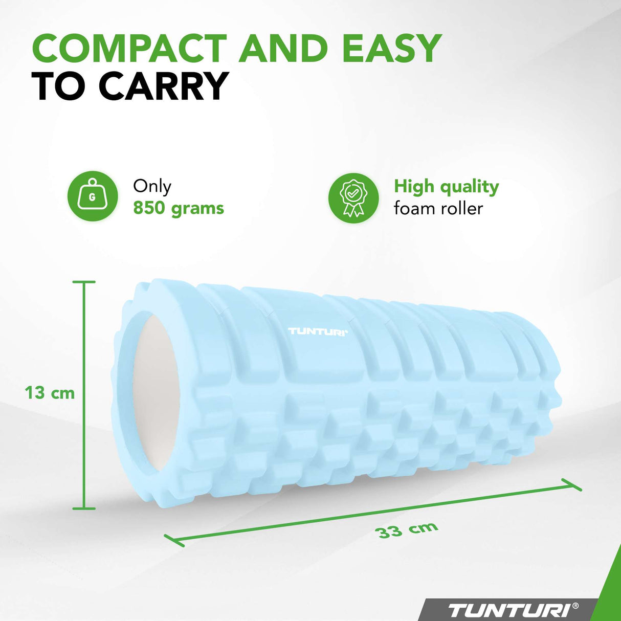 Massagerulle TUNTURI Yoga Grid Foam Roller, 33cm, Ljusblå