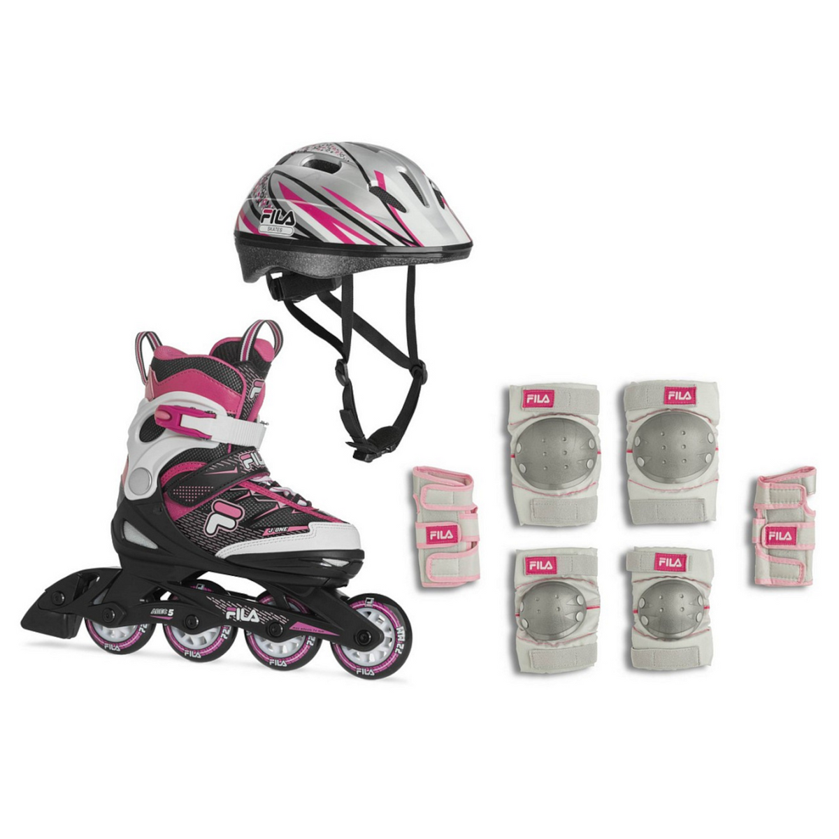 Lasten rullaluistelusetti FILA J-One Combo G 3 Set, pinkki/magenta